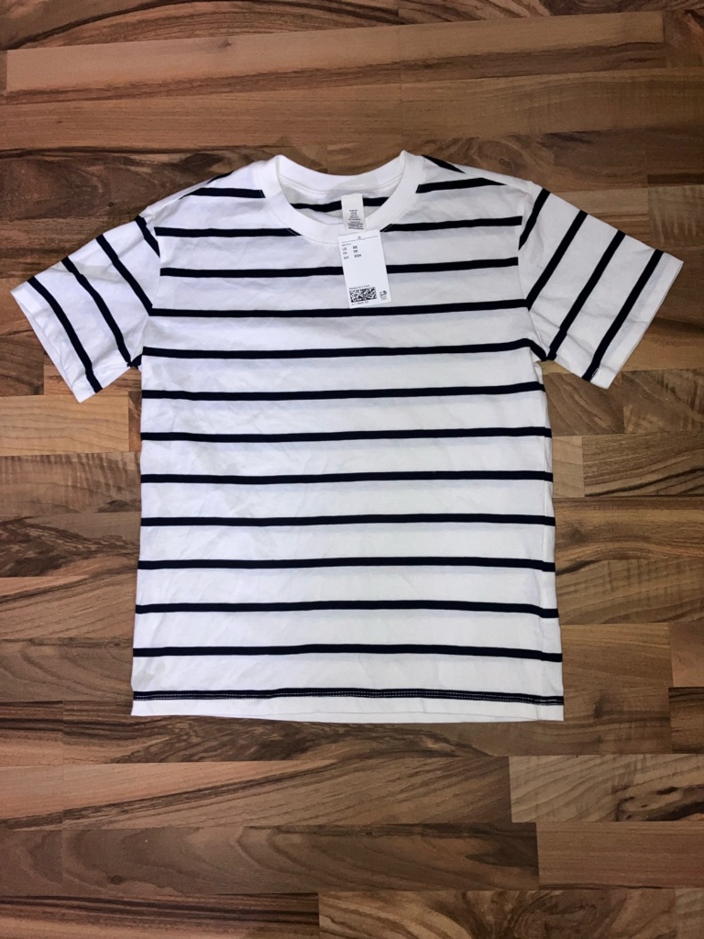 H & M cotton cream black short sleeve crewneck striped tee sz XS women’s NWT